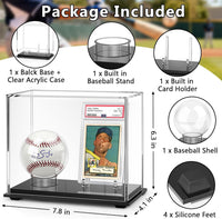 Acrylic Baseball and Card Display Case with Stand, Golf Ball Dustproof Showcase