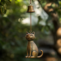 跨境新品Cat Wind Chime古铜黄铜猫咪风铃门窗挂饰户外庭院挂饰品