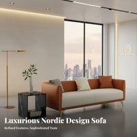 Light Luxury Design Straight-Line 3-Person Settee Pet-Friendly Couch Scratch-Resistant Lounge Seating Minimalist Design for Apartment Dwellers, Families, Young Adults, Living Room, Reception Area, Shop, Office