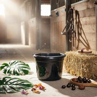 Flat Back Feed Bucket Large Opening Animal Drinking Bucket Hanging Agricultural Setup Supply for Stable, Barn