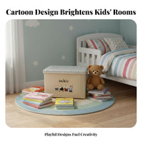 Collapsible Cartoon Print Cube with Lid Foldable Design Collapsible Lidded Box