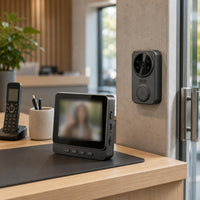 Two-Way Audio Wireless Visual Entry Chime System No App Setup Outdoor Entry Chime Camera 4.3-Inch Screen Entry Security Battery Powered