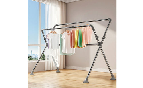 Adjustable Clothes Drying Rack Heavy Duty Foldable Clothes Drying Rack Compact Free-Standing Laundry Airer Outdoor for Balcony