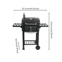 Barbecue Grill with Side Shelves Curved Lid Black Barbecue Grill Chimney Vent Outdoor Cooking for Backyard