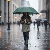 Straight 16 Rib Umbrella Waterproof Hook Handle Umbrella Sturdy Long-Lasting for Commuters
