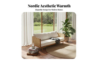 Wabi-Sabi aesthetic L-Shaped Woven Couch sturdy Wood Frame Living Room Furniture configurable Design Sectional Sofa Thick pads for Homeowners, Apartment Dwellers, Office Managers