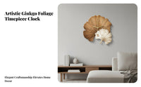 Ginkgo Foliage Timepiece Clock Easy to Hang Quiet Mechanism for Living Room, Bedroom, Office