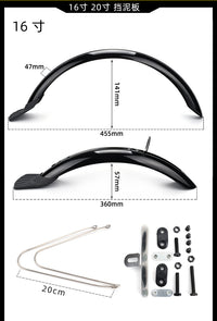 FMFXTRA 16/20 Inch Bicycle Fenders for 1.75-2.125 Tires Full Coverage Mudguard Rain Guard