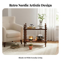 double-decker Wooden Trolley Movable End Table long-lasting Construction for Dining Area