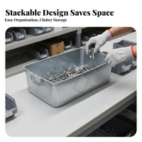 robustDuty Open-Top Metal Tote long-lasting Construction Parts Bin Stackable Design Storage Container Large Capacity for Warehouse Workers, Workshop Owners, DIY hobbyists, Factory, Garage, Basement, Attic