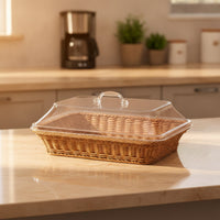 Bread Basket with Acrylic Lid Rectangular Bread Basket with Lid Hygienic for Dining Table