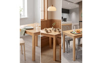 Natural Finish Wooden Dining Table Rounded Edges Wood Table with Straight Legs Sturdy Furniture Minimalist for Families, Kitchen, Cafe