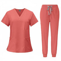Quick Dry Short Sleeve Medical Scrubs Stretchy Nursing Attire Breathable V-Neck Scrub Set Soft Textile for Nurses, Veterinarians, Hospital, Medical Facility