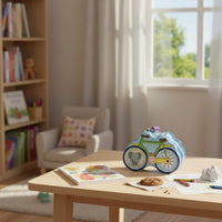 Cycle Shaped Piggy Bank Promotes Saving Routines Lockable Animal Tin Rust-Resistant Room Decoration for Kids, Children