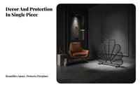 Peacock Fireplace Screen Handcrafted Decorative Metal Easy Assembly Freestanding Fireplace Cover for Pet Owners