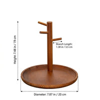 Wooden Key Holder, 20cm Valet Tray with Multiple Hooks, Modern Aesthetic Desk Decor for Small Items, Cosmetics, Jewelry