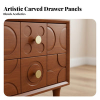 Carved 2-Drawer Nightstand Versatile Use Bedside Cabinet Large Capacity