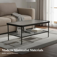 2-Tier Glass Top Table Modern Design 2-Tier Fluted Glass Table Minimalist Living Space Design Room Furniture for Homeowners, Adults, Lounge Area