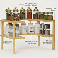 2-Tier Rotating Spice Rack Organizer for Kitchen Countertop, Turntable Spice Holder for Cabinet, Revolving Seasoning Rack, Storage, Bamboo Spice Rack