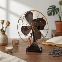 Vintage Fan Model with Pedestal Base Antique Decorative Fan Model Small Tabletop Decor for Cafes, Studios
