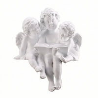 Reading a Book Angel Statue Peaceful Angel Sculpture with Book Calming Statue for Shelves