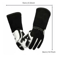 Kevlar Fireproof Thread TIG Joining Metal Gloves Flexible Finger Design Heat Resistant Leather Gloves Soft Lining Long Cuff Work Gauntlets for Welders, Mechanics, Foundry, Workshop, Gardening
