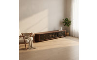 Retro TV Cabinet with Drawers Solid Wood TV Stand with Drawers Sleek-Profile Lowboard Mid-Century for Lounge