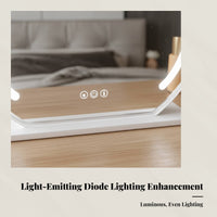 Desktop Vanity Mirror with LED Lights, Large Makeup Mirror, Press Control, Nordic