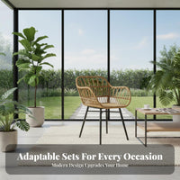 4-Piece Woven Sofa and Chair set Waterresistant 4-Piece Wicker Seating with Table sun-resistant Weather Resistant for Homeowners