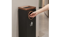 Commercial Upright Trash Can with Grid Long-Lasting Trash Can with Inner Liner Sturdy Floor-Standing Waste Bin Sleek for Hotels, Lobbies, Hallways