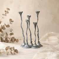 Cast Aluminum Candle Holder Sculptural Metal Candelabra Tabletop