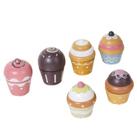 6 Pieces Pastel Wooden Dessert Set Decorative Patterns Dessert Playset Fine Motor Skills Kids Toy Gift Idea for Early Learning