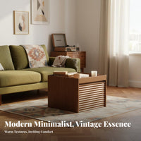 2 Pieces Nesting Coffee Table Set Movable with Wheels Indoor Furniture