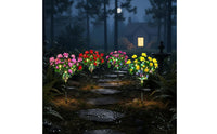 LED Flower Stake Light Auto On/deactivate Lighted Artificial Blossom Bush