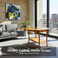 With casters Rolling Side Table Multi-Functional Foldable Wooden Trolley Space-Saving Indoor Furniture Vintage design for Apartment Dwellers, Entertainers, Living Room, Small Spaces, Bedroom, Kitchen