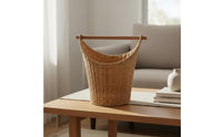 Imitation Rattan Storage Tote Easy to Clean Toilet Paper Holder Basket With Handles Toilet Paper Basket for Bedroom