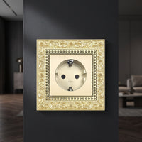 Decorative Wall Socket Panel with Floral Border Vintage Socket Panel Retro Outlet Faceplate Embossed for Interior Designers, Homeowners, Home Renovation, Living Room, Hotel
