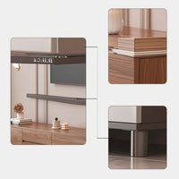 TV Cabinet with Drawers Wood-Grain Low-Profile Entertainment Center Minimalist Floor-Standing TV Credenza for Living Room, Apartment