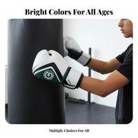 Wrist Support Muay Thai Training Gloves Thickened Padding Muay Thai Gloves Shock Absorbing Combat Sports Gear Long-Lasting PU Leather for Children, Young Adults, Women