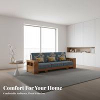 Minimalist Wood Frame Couch Set New Chinese aesthetic Living Room Furniture Small Apartment suitable for Household Seating for Office Managers, Reception Area