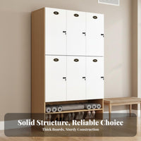 Wooden Storage Locker Multi-tier Multiple-door Locker Large Capacity Particle Board Cabinet with Customizable Lock Options Suitable for Exercise Studio Spa Office Workplace