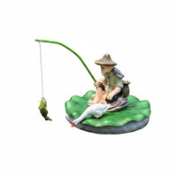 Floating Angler Figurine Pond Angler Ornament for Desktop Fountain, Garden