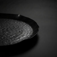 Hammered Metal Tray Textured Round Hammered Tray Shallow Decorative Platter for Tabletop, Centerpiece, Entryway