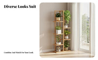 European design Multi-Tier Plant Stand Floor-Standing Tiered Wooden plant display stand Staggered Shelves Pot storage-spaceSaving for Home Decorators, Apartment Dwellers, Homeowners, Living Room, Balcony, Corner, Bedroom