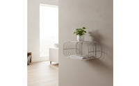 Open-Frame Stainless Steel Storage Rack Compact Metal Rack with Shelves Slim Wire Shelving Unit Minimalist for Bedroom, Bedside, Reading Corner