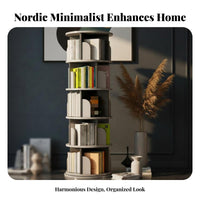 360 revolving book display unit Nordic design Revolving Book Tower Space-Saving for Adults