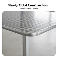 Folding Chair and Pedestal Table Utilitarian Look Square Table with 4 Chairs Retro Vintage lookSaving for Snack Bar, Food Court