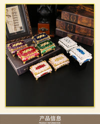 European Vintage Jewelry Box with Metal Rose Design, Creative Ring and Earring Organizer