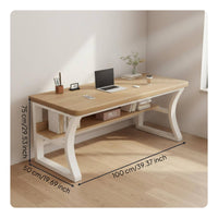 Home Office Desk Solid Oak Wooden Top Simple Writing Desk Study Table Workstation Stable Construction Functional Design Suitable for Gift Giving Home Office Gaming Study Space