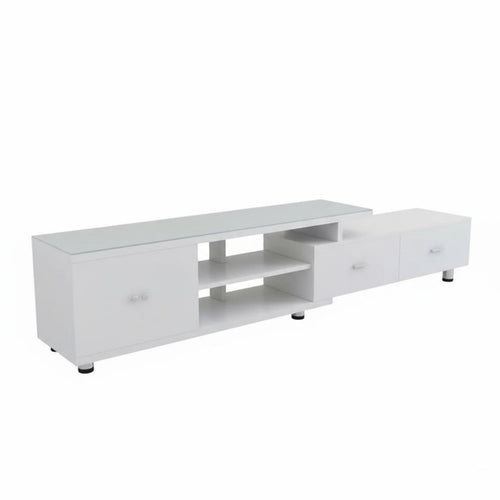Coffee Table and TV Cabinet Set Small Apartment Friendly Retractable TV Stand and Coffee Table Easy to Clean Glass Surface Room Set for Homeowners